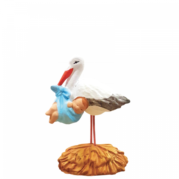 Santon Cigogne Au Bebe Bleu 7cm De Provence Santons Escoffier
